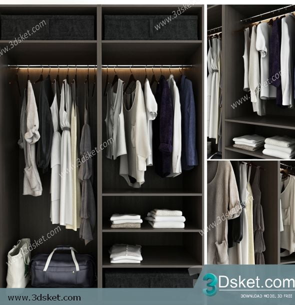 3D Wardrobe Model 059 Free Download - Tủ quần áo