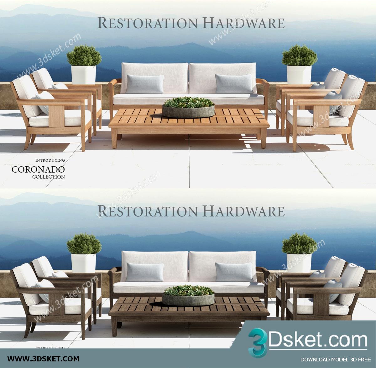 3D Model Table Chair Free Download Bàn ghế 014