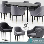 3D Model Table Chair Free Download Bàn ghế 015