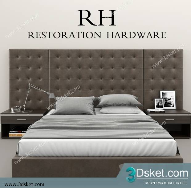 3D Model Bed Free Download Giường 058