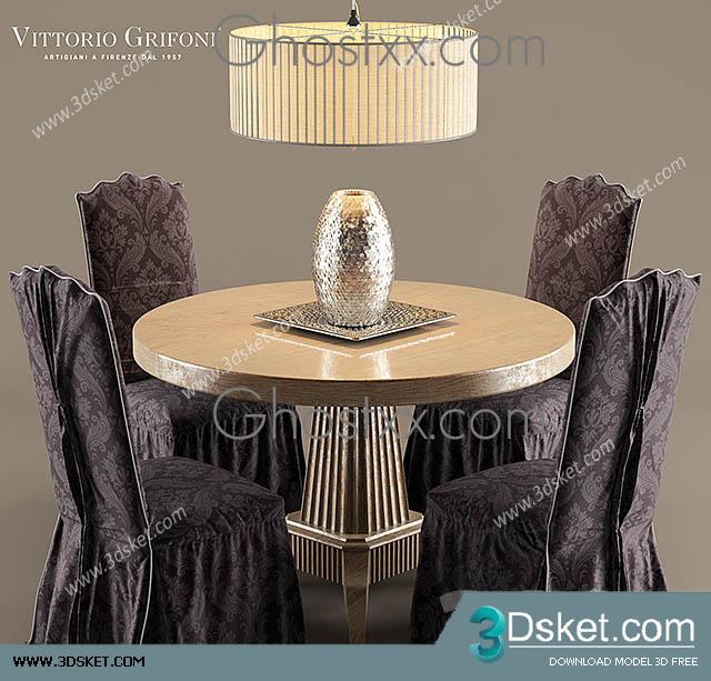 3D Model Table Chair Free Download Bàn ghế 017