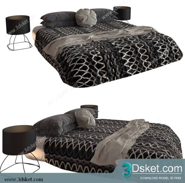 3D Model Bed Free Download Giường 011