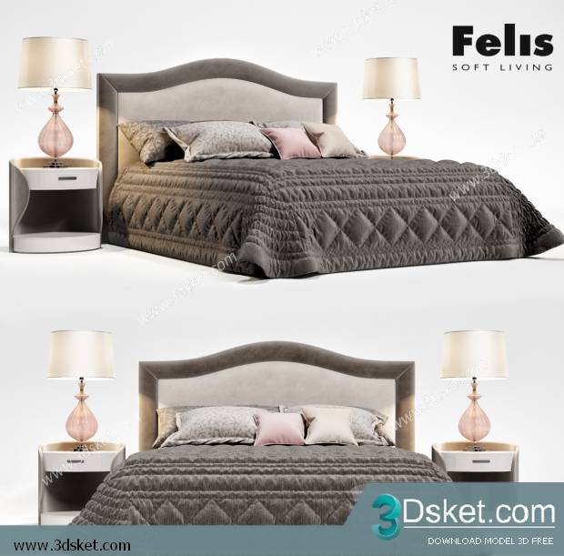 3D Model Bed Free Download Giường 062