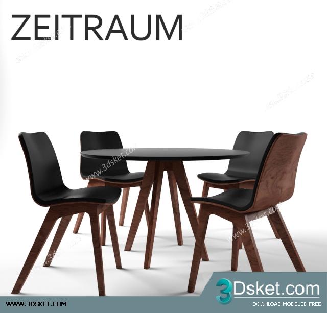 3D Model Table Chair Free Download Bàn ghế 038