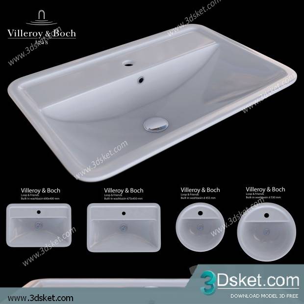 Free Download Wash Basin 3D Model Chậu Rửa Mặt 022