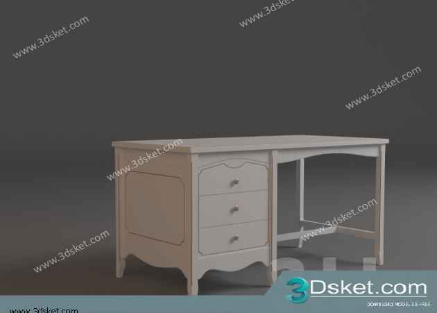 Free Download Table Chair Children 3D Model Bàn Ghế 025