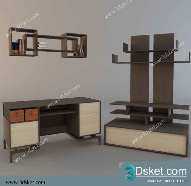 Free Download Table Chair Children 3D Model Bàn Ghế 026