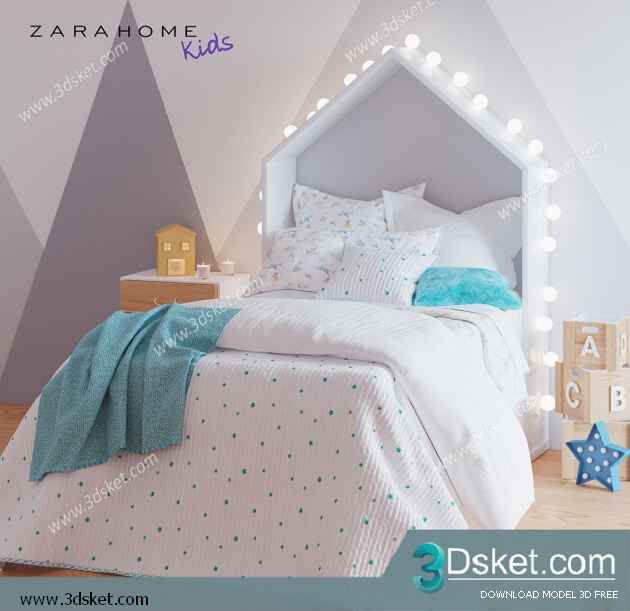 Free Download Child Bed 3D Model Giường cho trẻ 017
