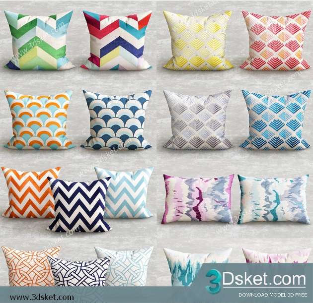 Free Download Pillows 3D Model 019 Gối