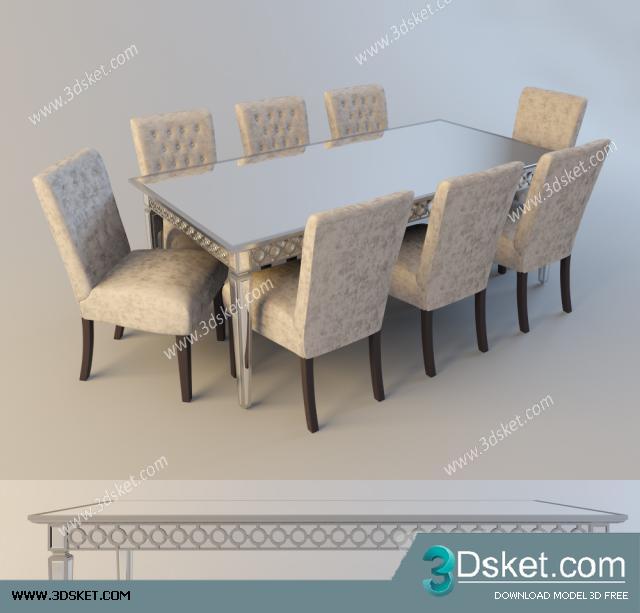 3D Model Table Chair Free Download Bàn ghế 011