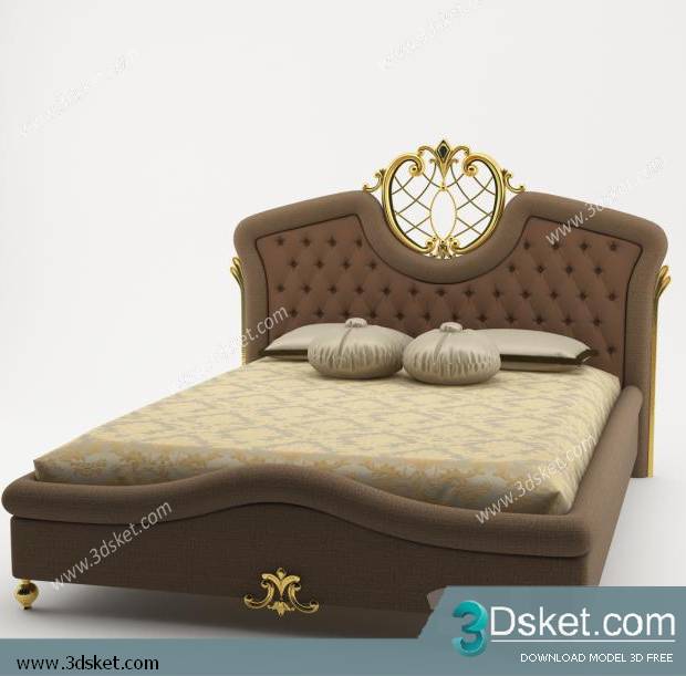 3D Model Bed Free Download Giường 025