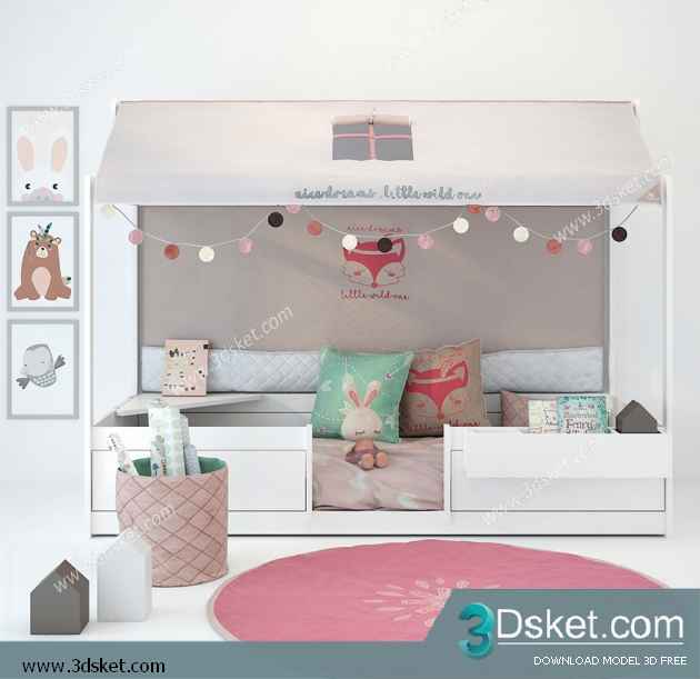 Free Download Child Bed 3D Model Giường cho trẻ 018