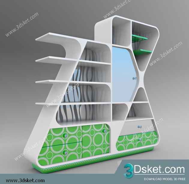 Free Download Child Wardrobe 3D Model Tủ quần áo 010