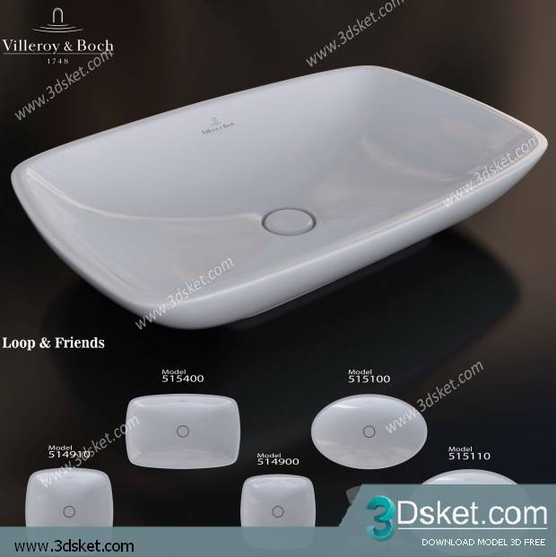 Free Download Wash Basin 3D Model Chậu Rửa Mặt 027