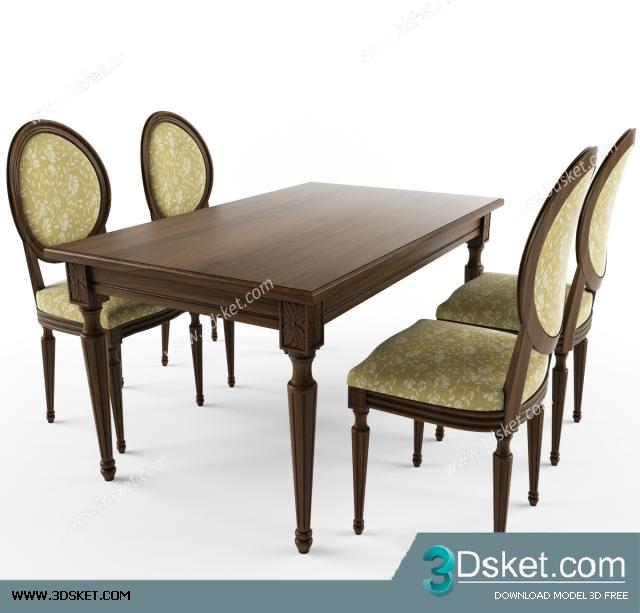 3D Model Table Chair Free Download Bàn ghế 040