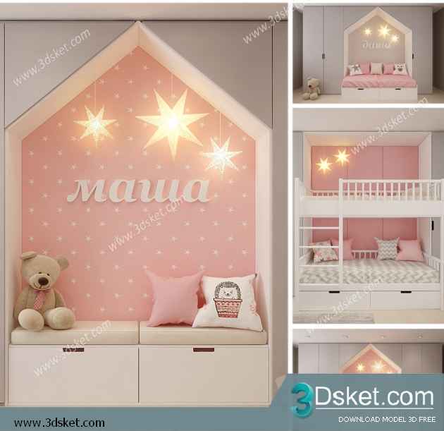 Free Download Child Bed 3D Model Giường cho trẻ 021