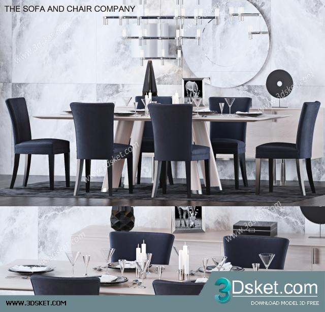 3D Model Table Chair Free Download Bàn ghế 042