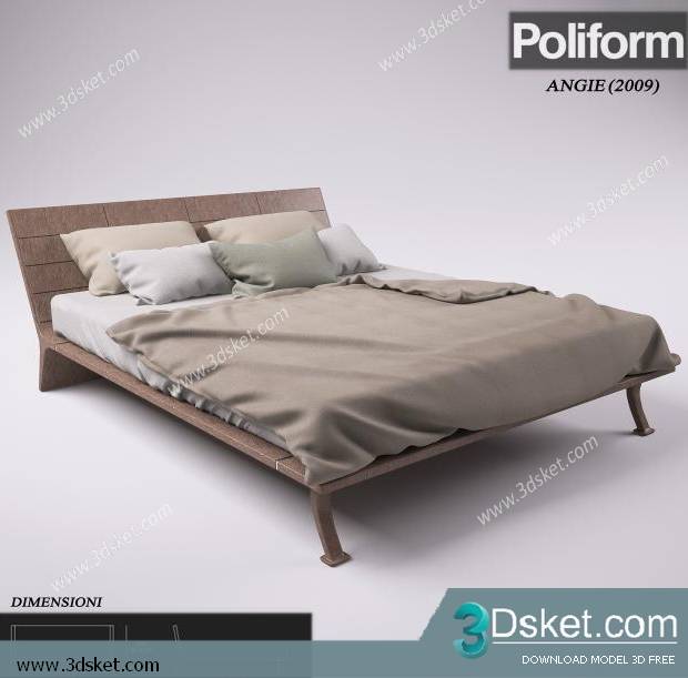 3D Model Bed Free Download Giường 093