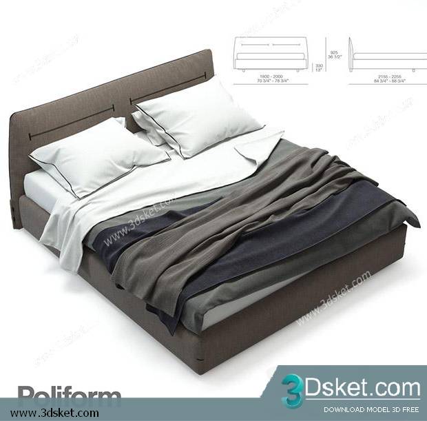 3D Model Bed Free Download Giường 098
