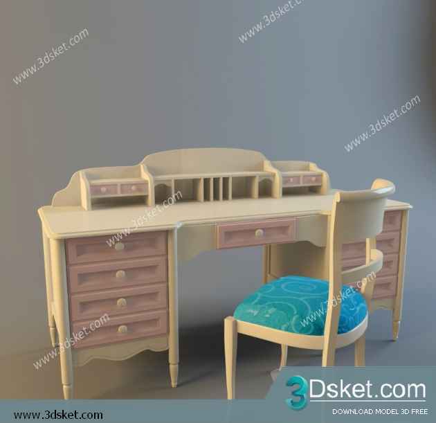 Free Download Table Chair Children 3D Model Bàn Ghế 028