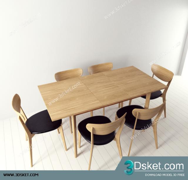 3D Model Table Chair Free Download Bàn ghế 046