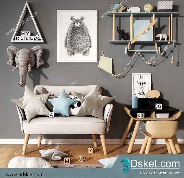 Free Download Furniture set 3D Model 020