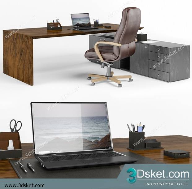 3D Model Office Furniture Free Download Bàn làm việc 027