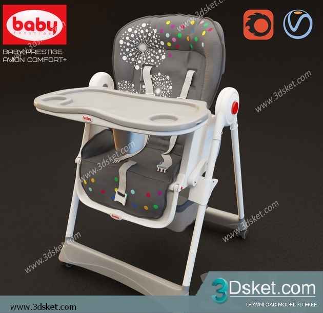 Free Download Table Chair Children 3D Model Bàn Ghế 005