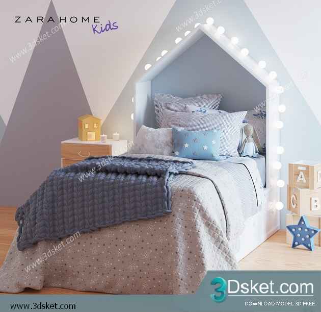 Free Download Child Bed 3D Model Giường cho trẻ 024