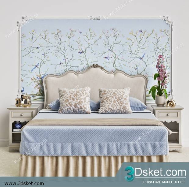 3D Model Bed Free Download Giường 056