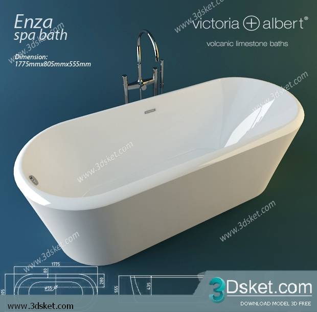 Free Download Bathtub 3D Model Bồn Tắm 002