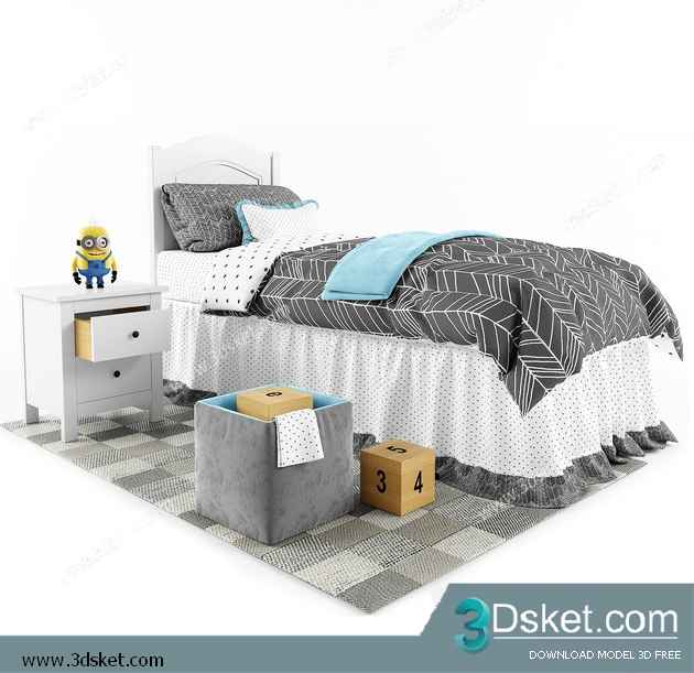 Free Download Child Bed 3D Model Giường cho trẻ 025