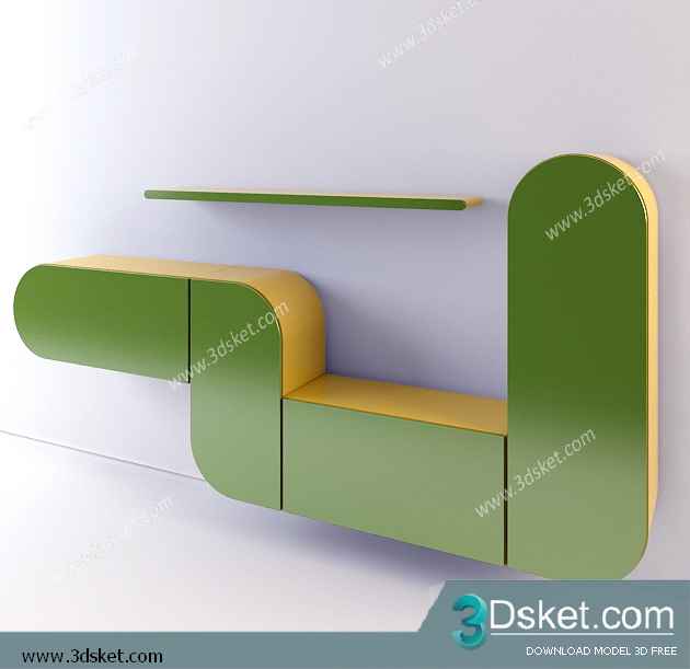 Free Download Child Wardrobe 3D Model Tủ quần áo 013