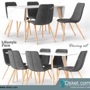 3D Model Table Chair Free Download Bàn ghế 018