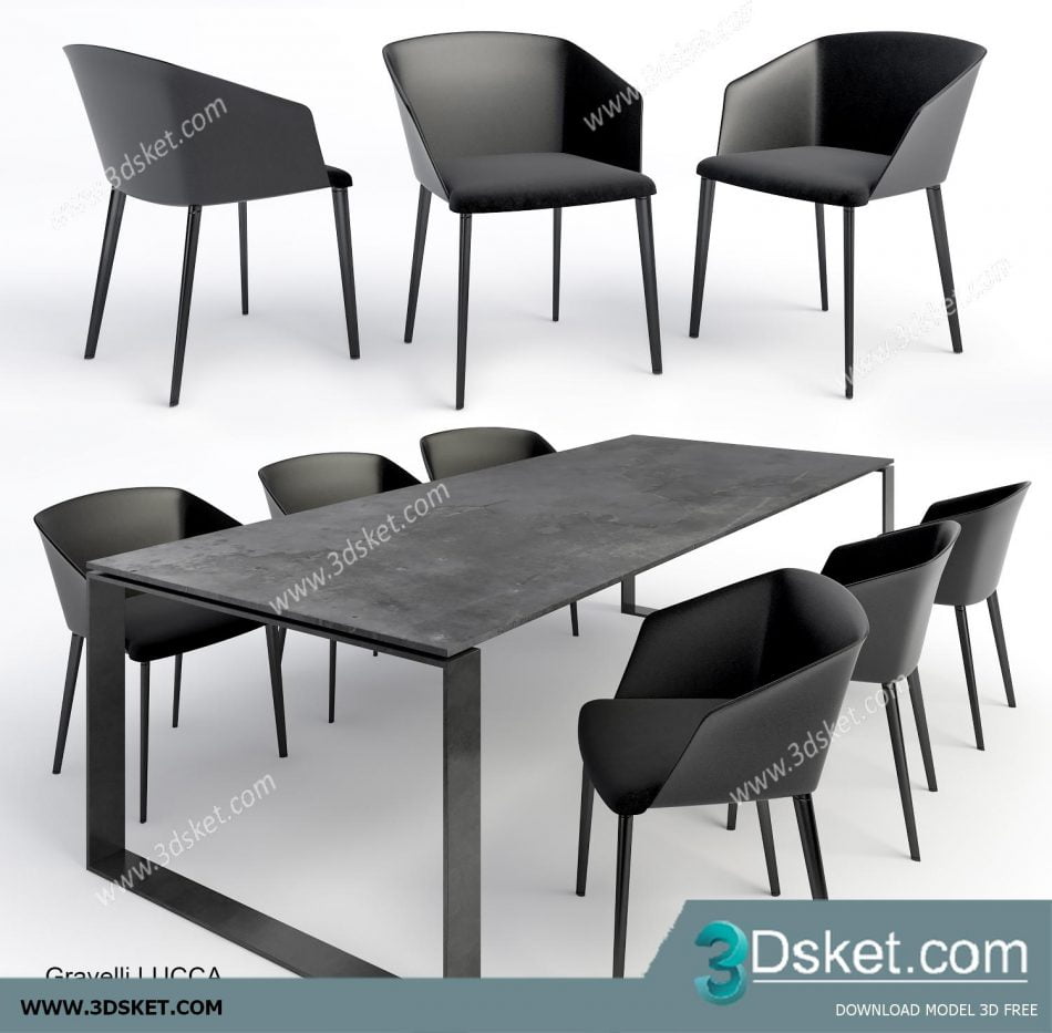 3D Model Table Chair Free Download Bàn Ghế 019 - Download 3D Model Free ...