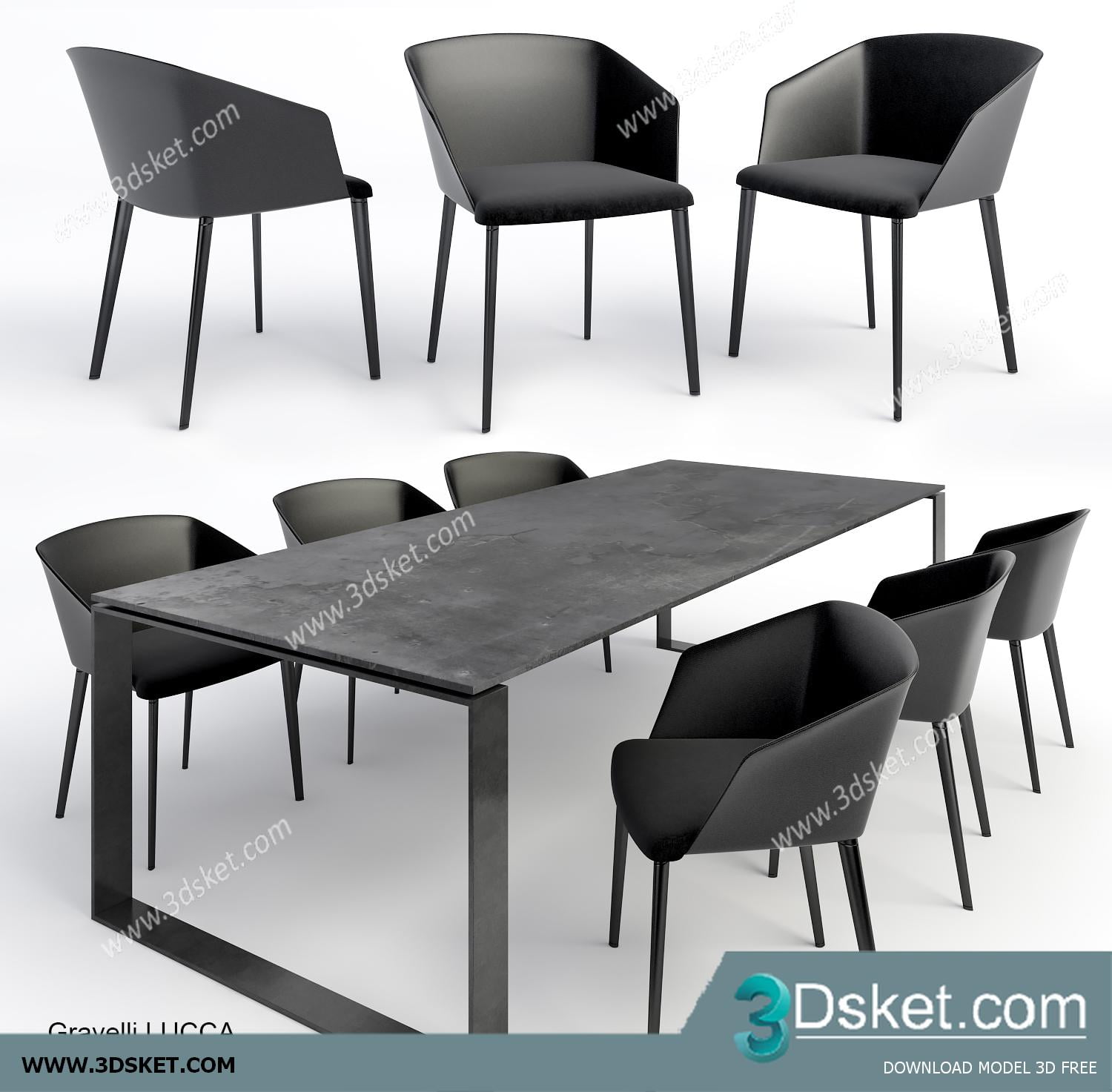 3D Model Table Chair Free Download Bàn ghế 019