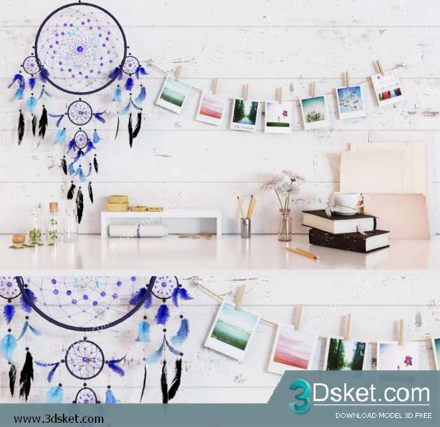 Free Download Mirror 3D Model Bộ Trang Trí 002