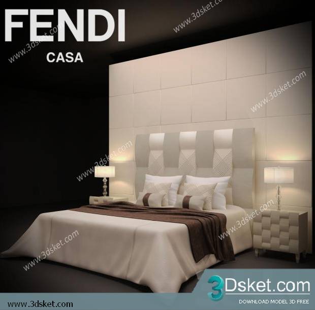 3D Model Bed Free Download Giường 031