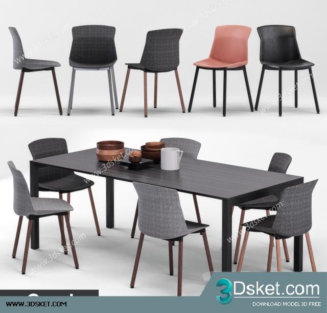 3D Model Table Chair Free Download Bàn ghế 020