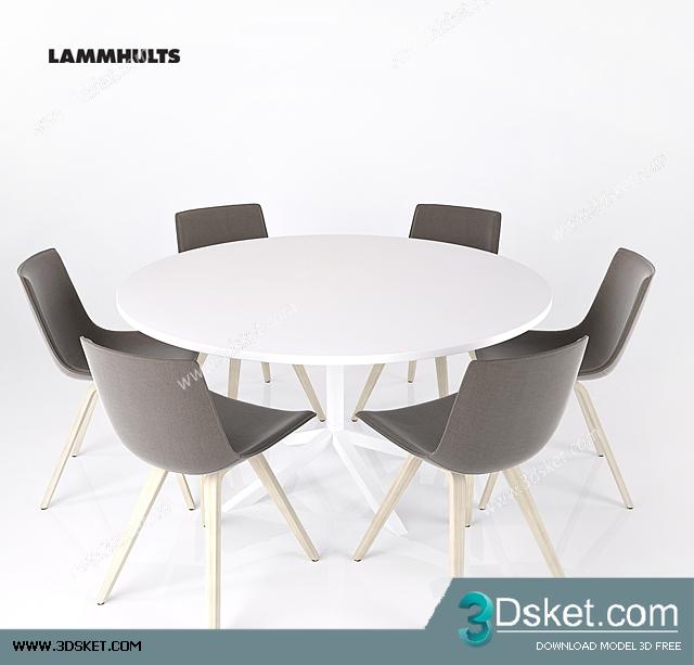 3D Model Table Chair Free Download Bàn ghế 047