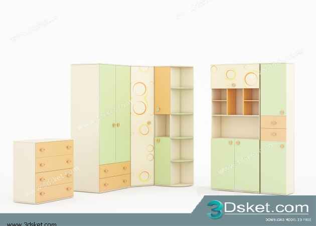 Free Download Child Wardrobe 3D Model Tủ quần áo 014