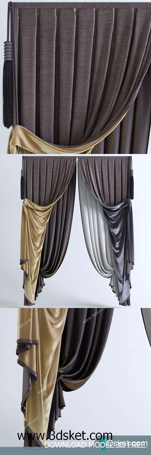 Free Download Curtain 3D Model Rèm 043