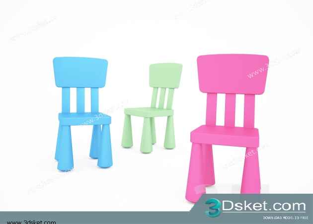 Free Download Table Chair Children 3D Model Bàn Ghế 029