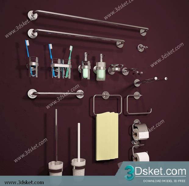 Free Download Towel Rail 3D Model Thanh Treo Khăn 001