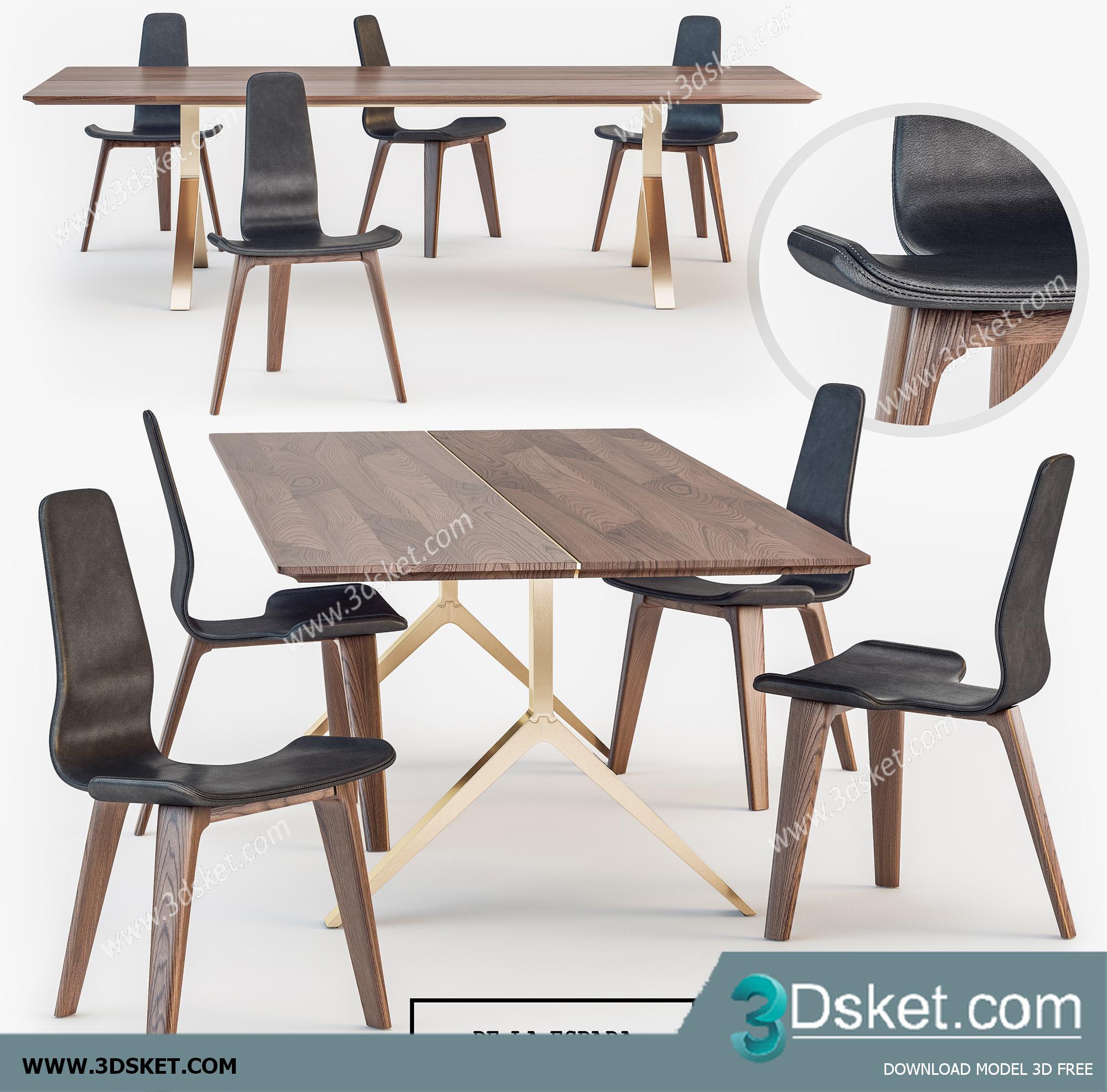 3D Model Table Chair Free Download Bàn ghế 021