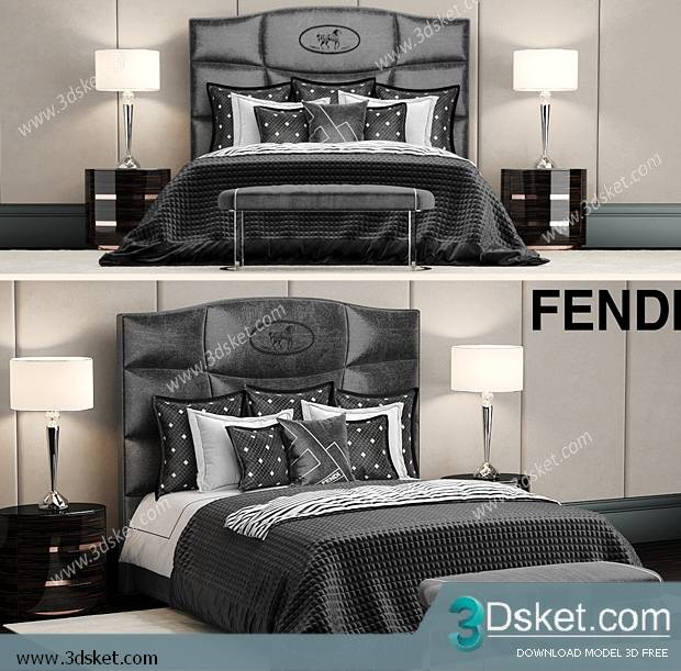 3D Model Bed Free Download Giường 032