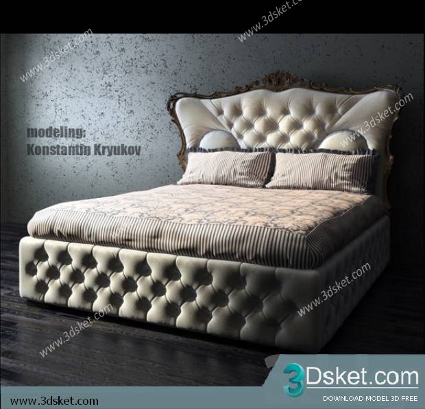 3D Model Bed Free Download Giường 070