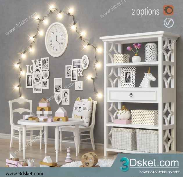 Free Download Furniture set 3D Model 025