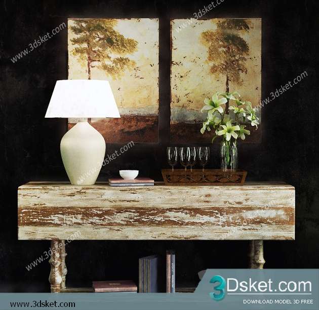 Free Download Mirror 3D Model Bộ Trang Trí 004