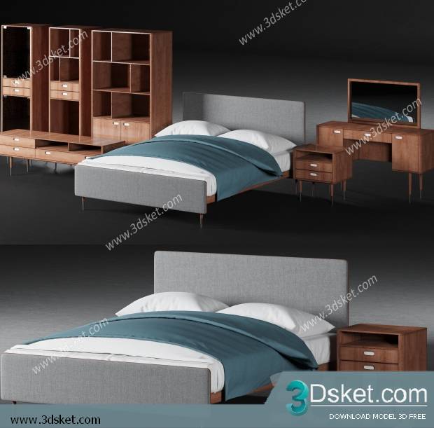3D Model Bed Free Download Giường 065